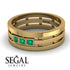 Geometrical Emerald Wedding Ring - David No. 4