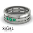 Geometrical Emerald Wedding Ring - David No. 6