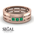 Geometrical Emerald Wedding Ring - David No. 5