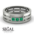 Geometrical Emerald Wedding Ring - David No. 6