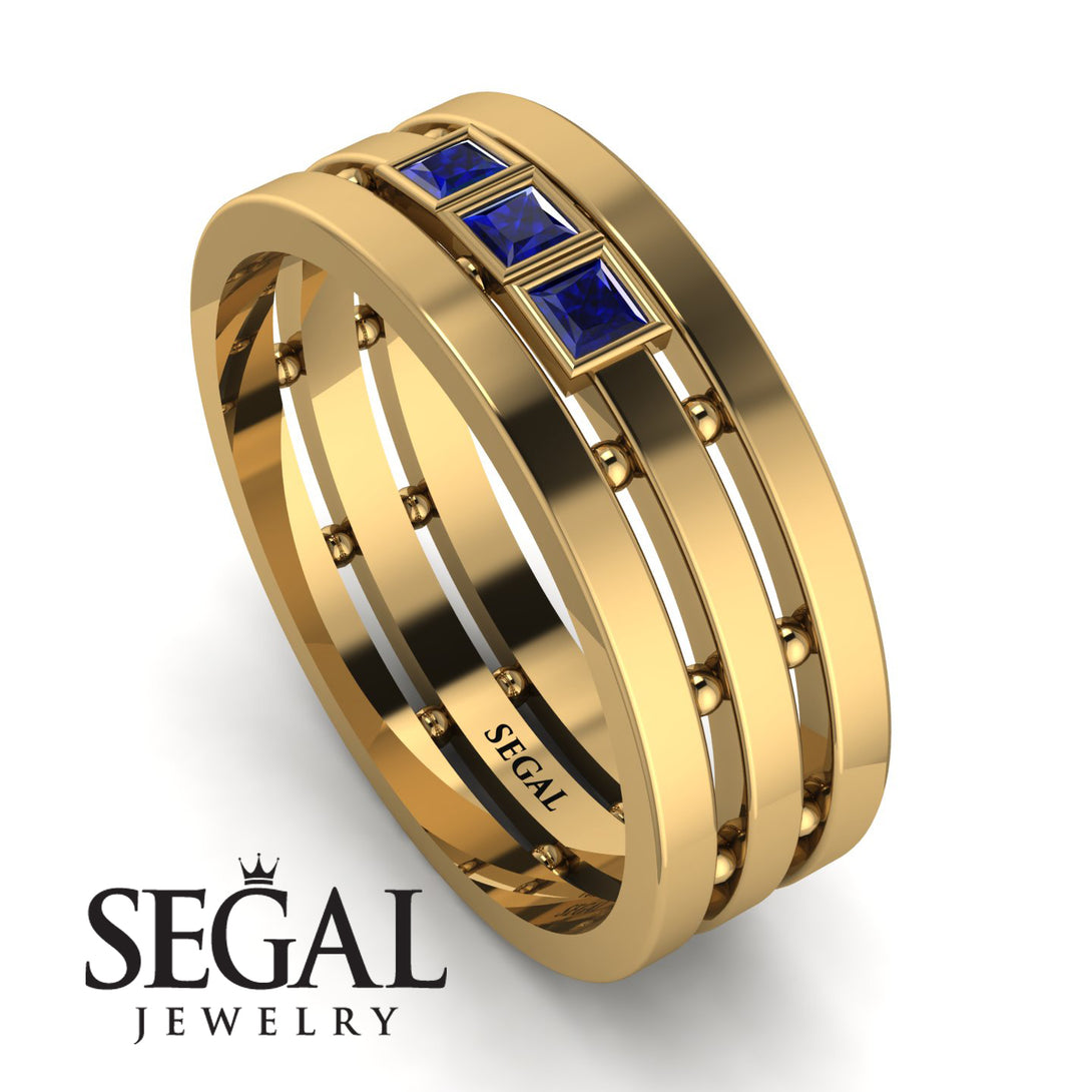 Geometrical Sapphire Wedding Ring - David No. 13