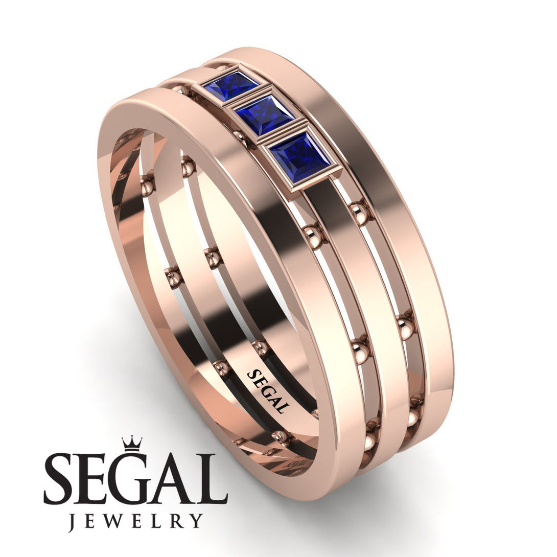 Geometrical Sapphire Wedding Ring - David No. 14