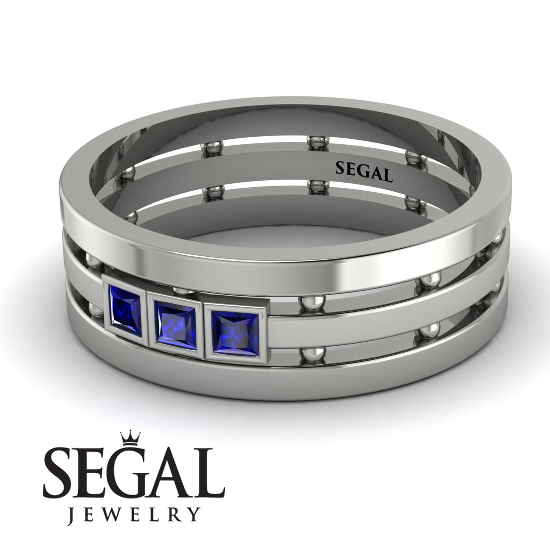 Geometrical Sapphire Wedding Ring - David No. 15