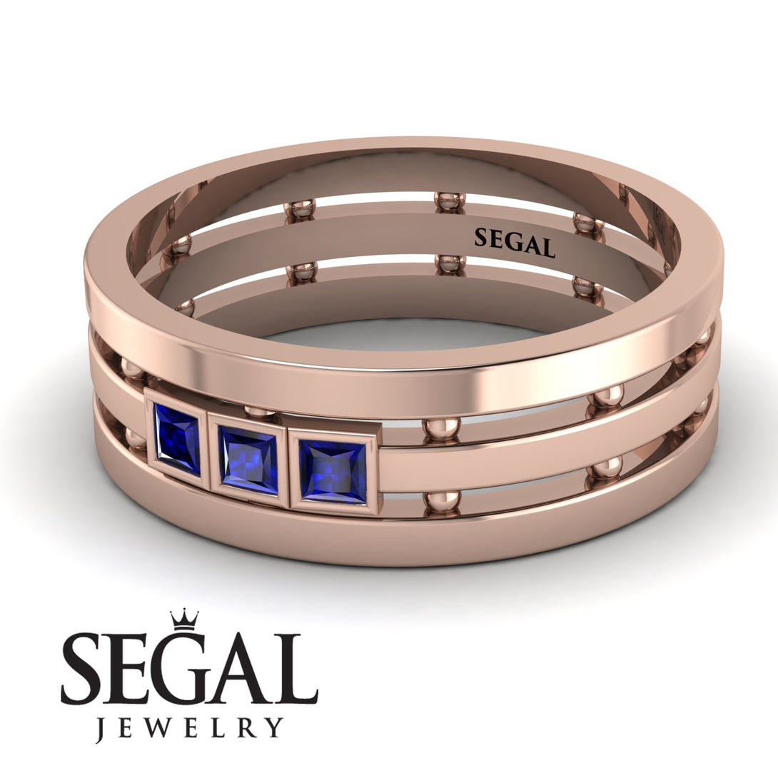 Geometrical Sapphire Wedding Ring - David No. 14