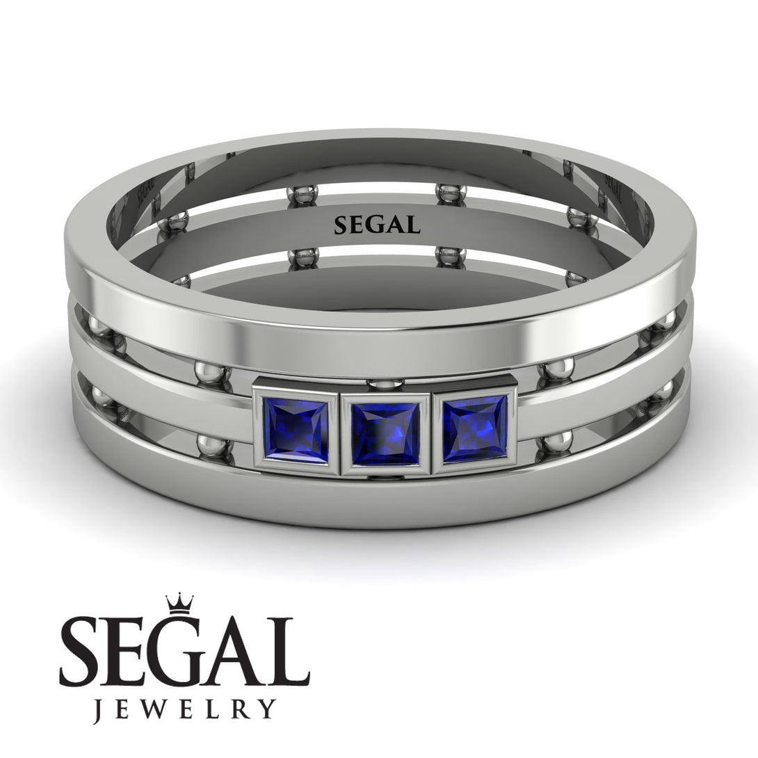 Geometrical Sapphire Wedding Ring - David No. 15