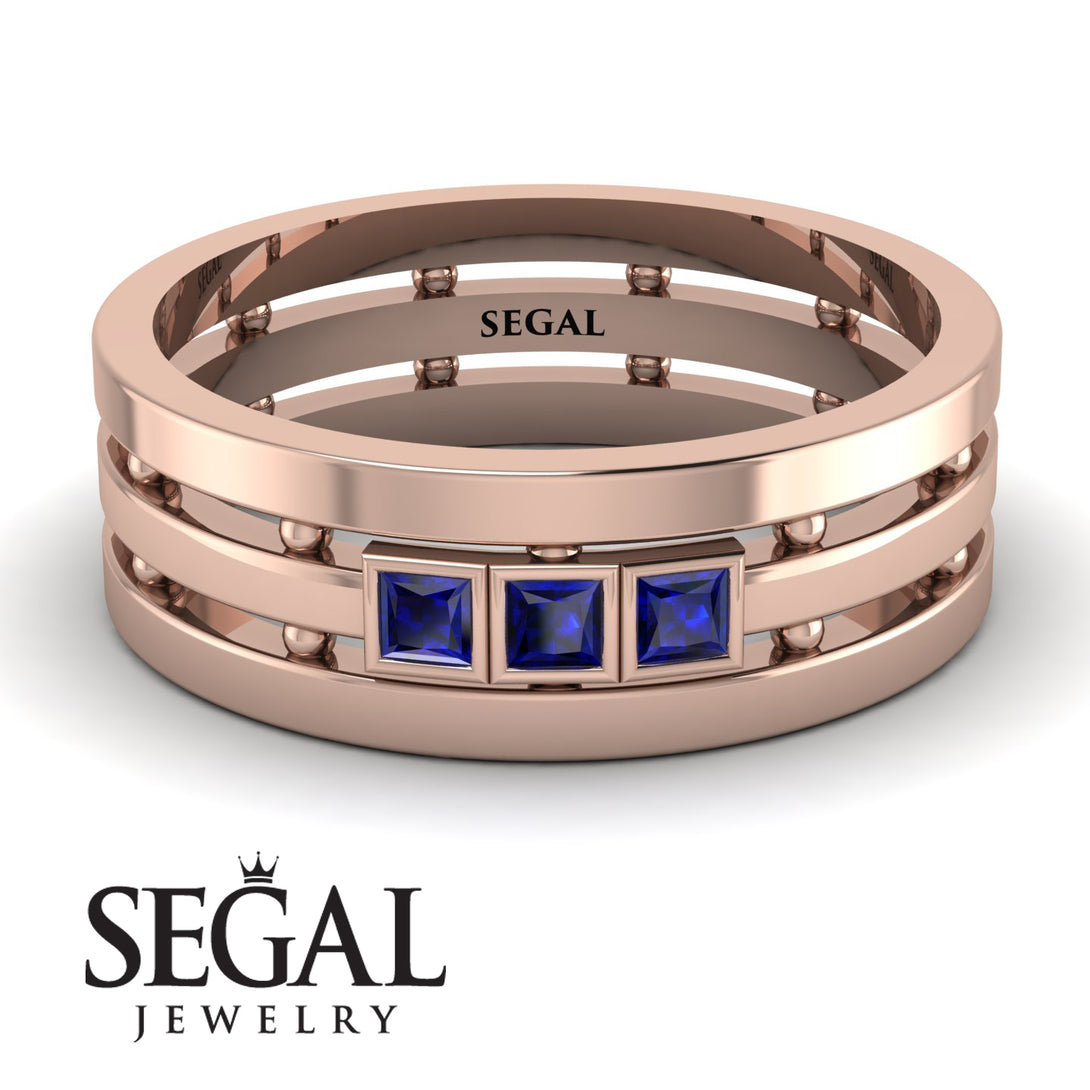 Geometrical Sapphire Wedding Ring - David No. 14