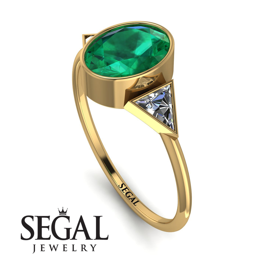 Geometrical Bezel Emerald Ring - Trinity No. 16