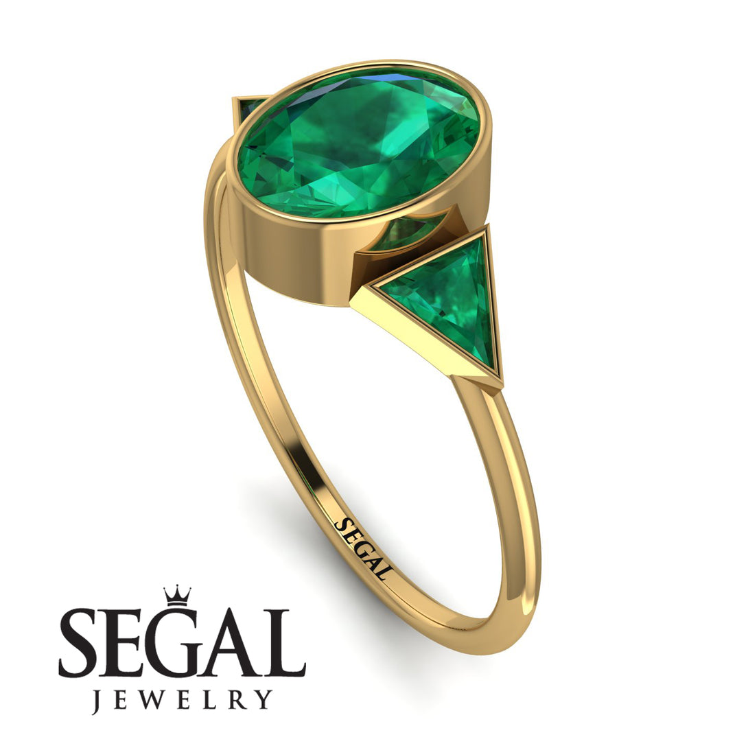 Geometrical Bezel Emerald Ring - Trinity No. 19