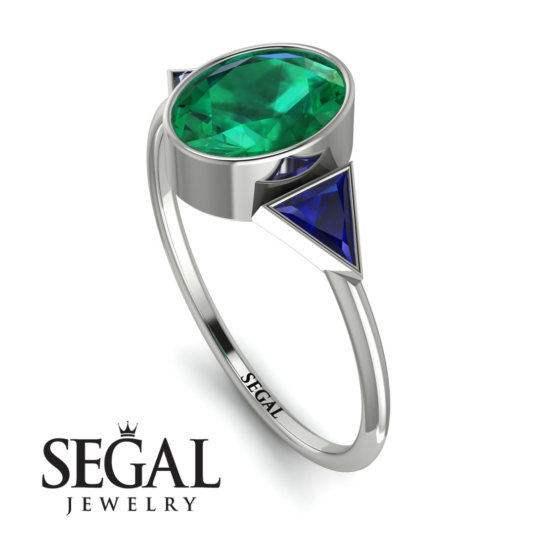 Geometrical Bezel Emerald Ring - Trinity No. 30