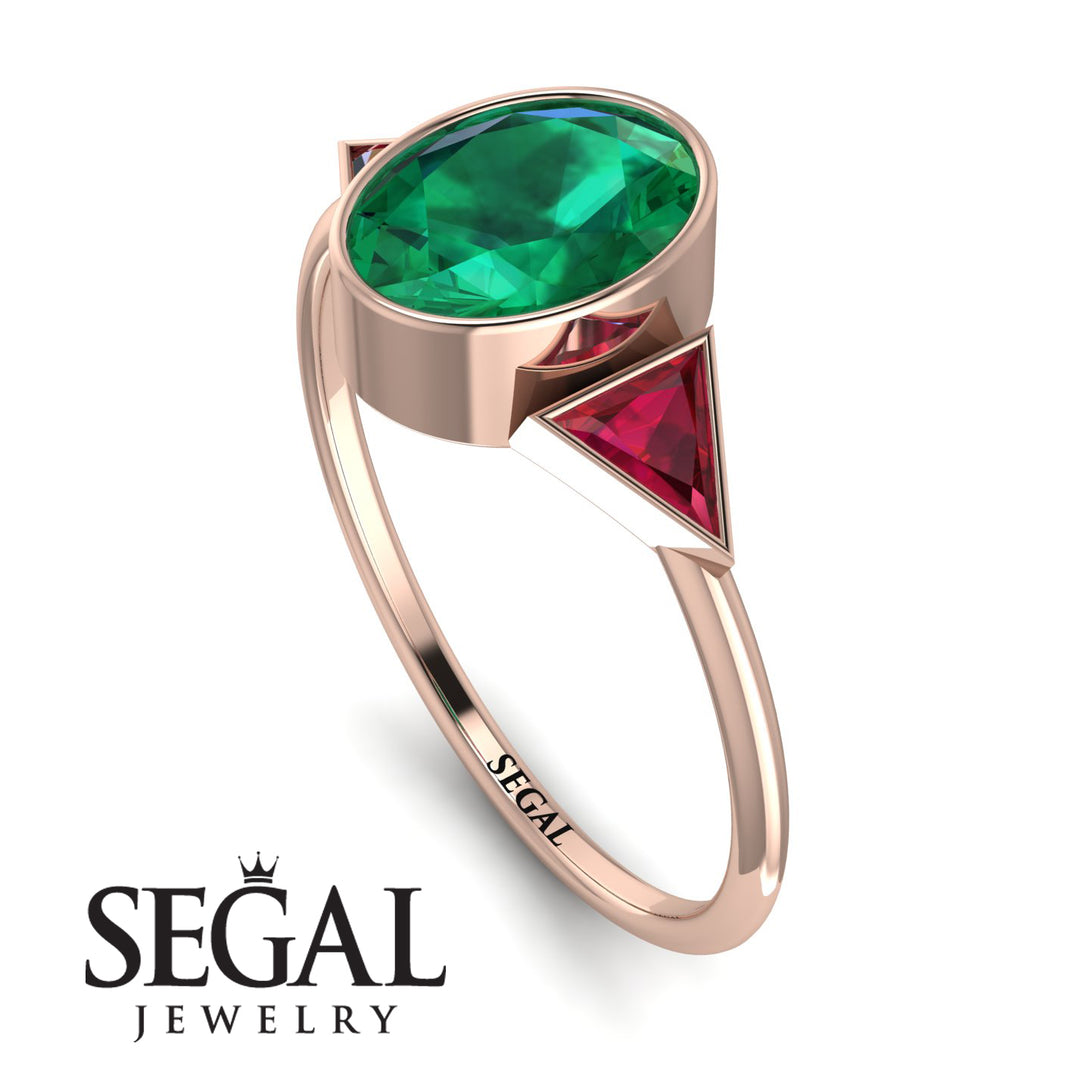 Geometrical Bezel Emerald Ring - Trinity No. 26