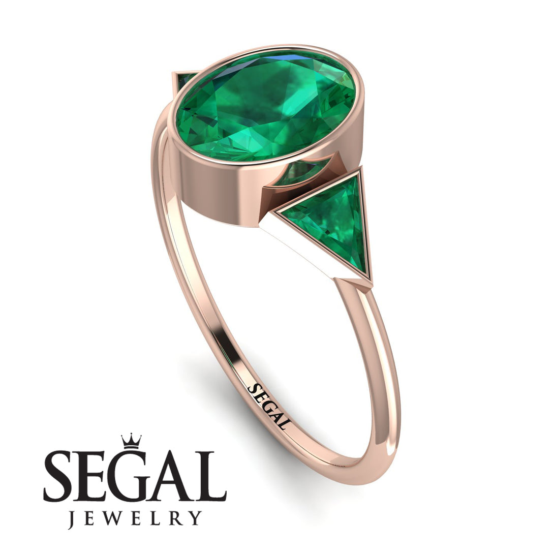 Geometrical Bezel Emerald Ring - Trinity No. 20
