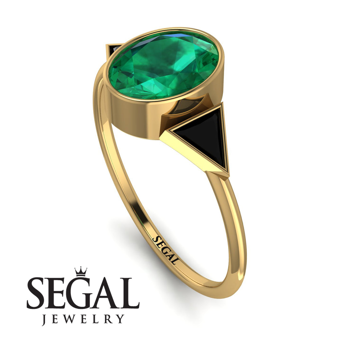 Geometrical Bezel Emerald Ring - Trinity No. 22