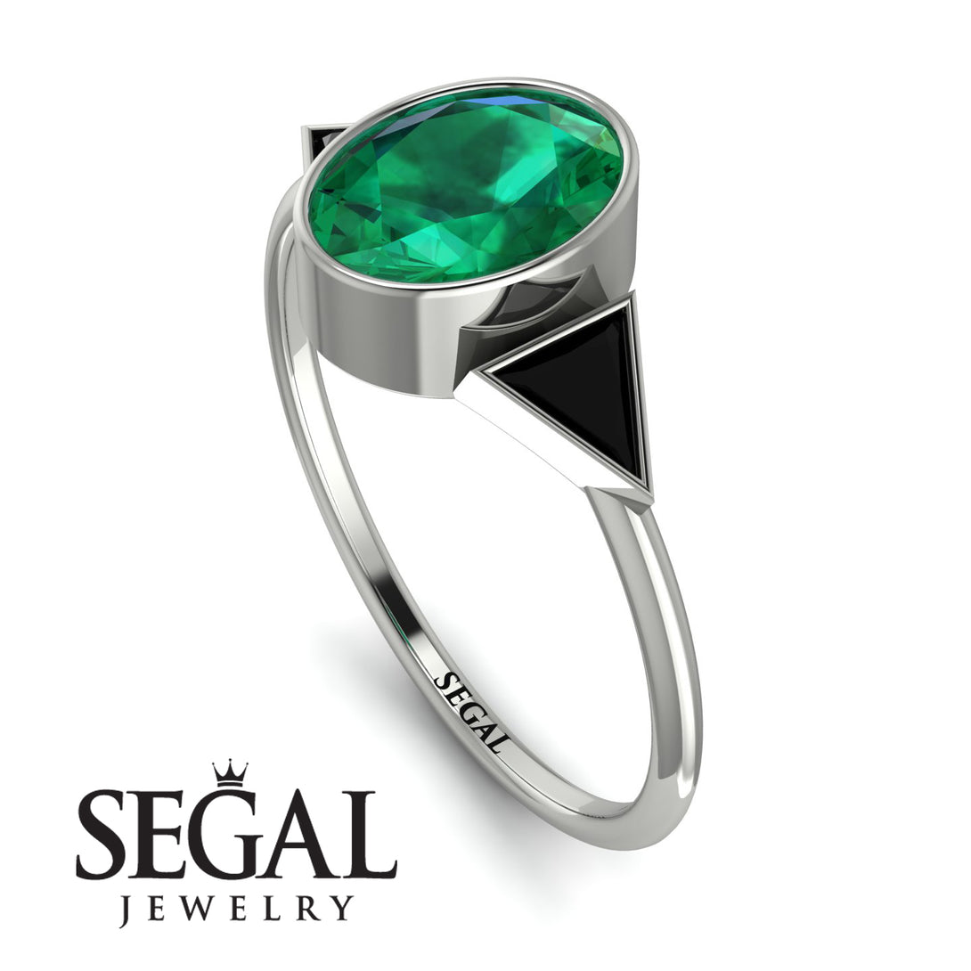 Geometrical Bezel Emerald Ring - Trinity No. 24