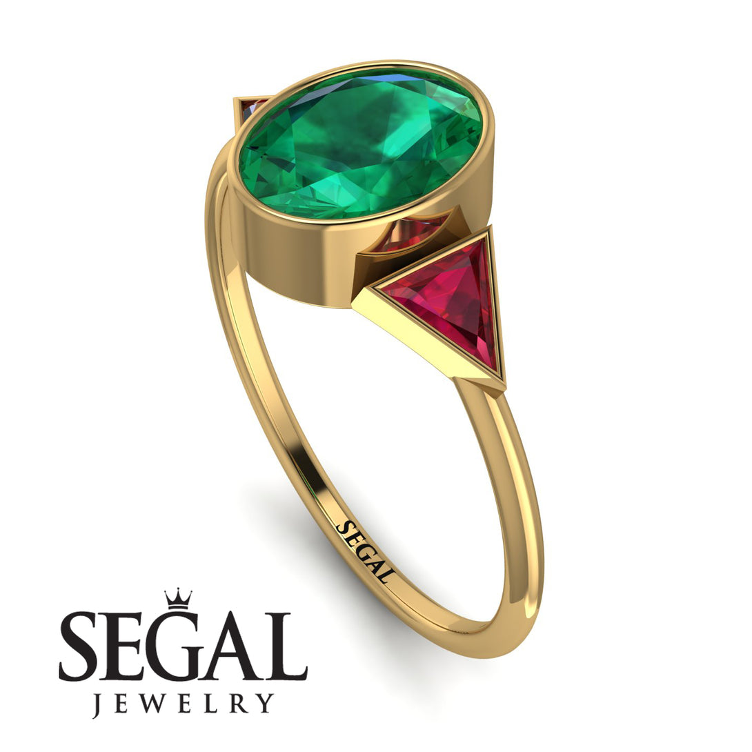 Geometrical Bezel Emerald Ring - Trinity No. 25