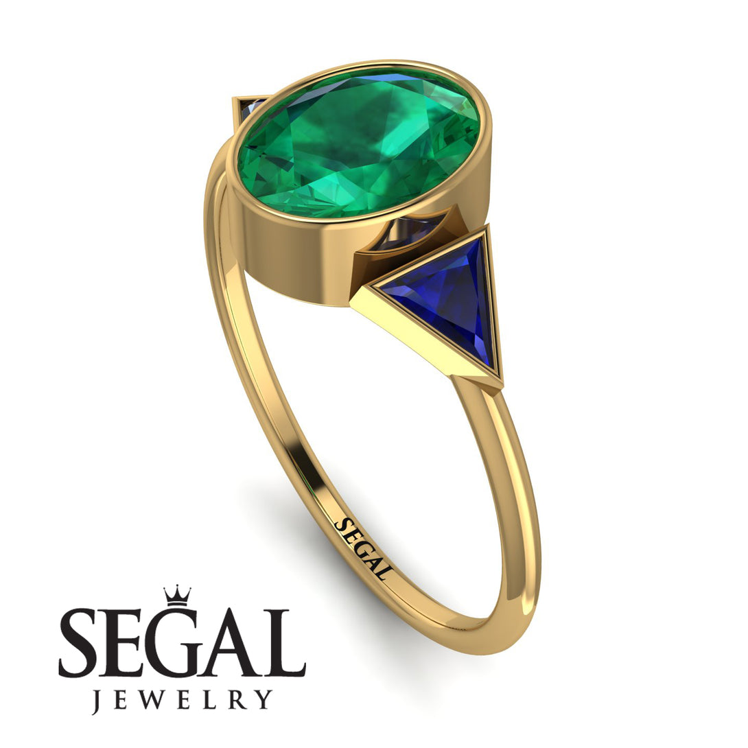 Geometrical Bezel Emerald Ring - Trinity No. 28