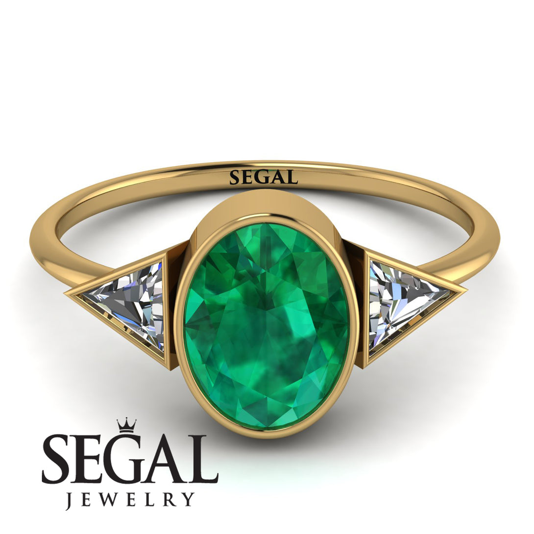 Geometrical Bezel Emerald Ring - Trinity No. 16
