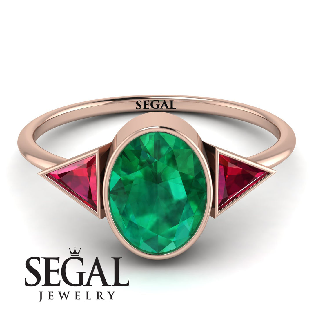 Geometrical Bezel Emerald Ring - Trinity No. 26
