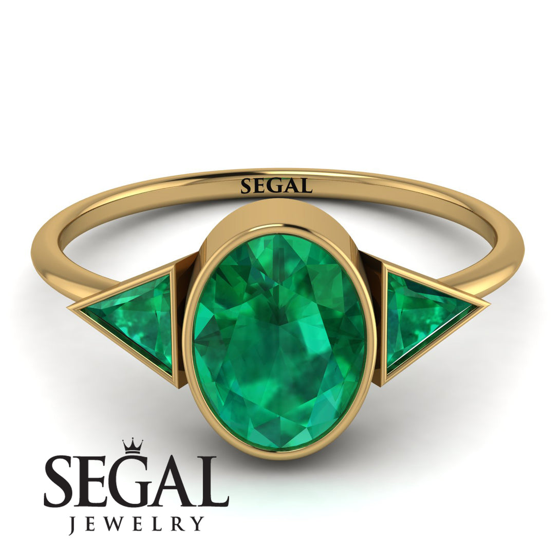 Geometrical Bezel Emerald Ring - Trinity No. 19