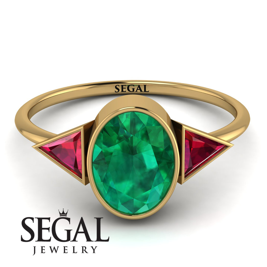 Geometrical Bezel Emerald Ring - Trinity No. 25
