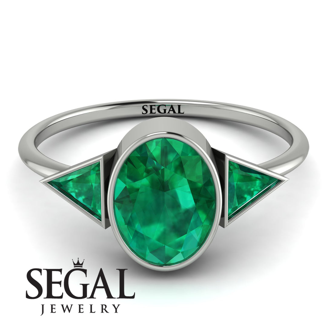 Geometrical Bezel Emerald Ring - Trinity No. 21