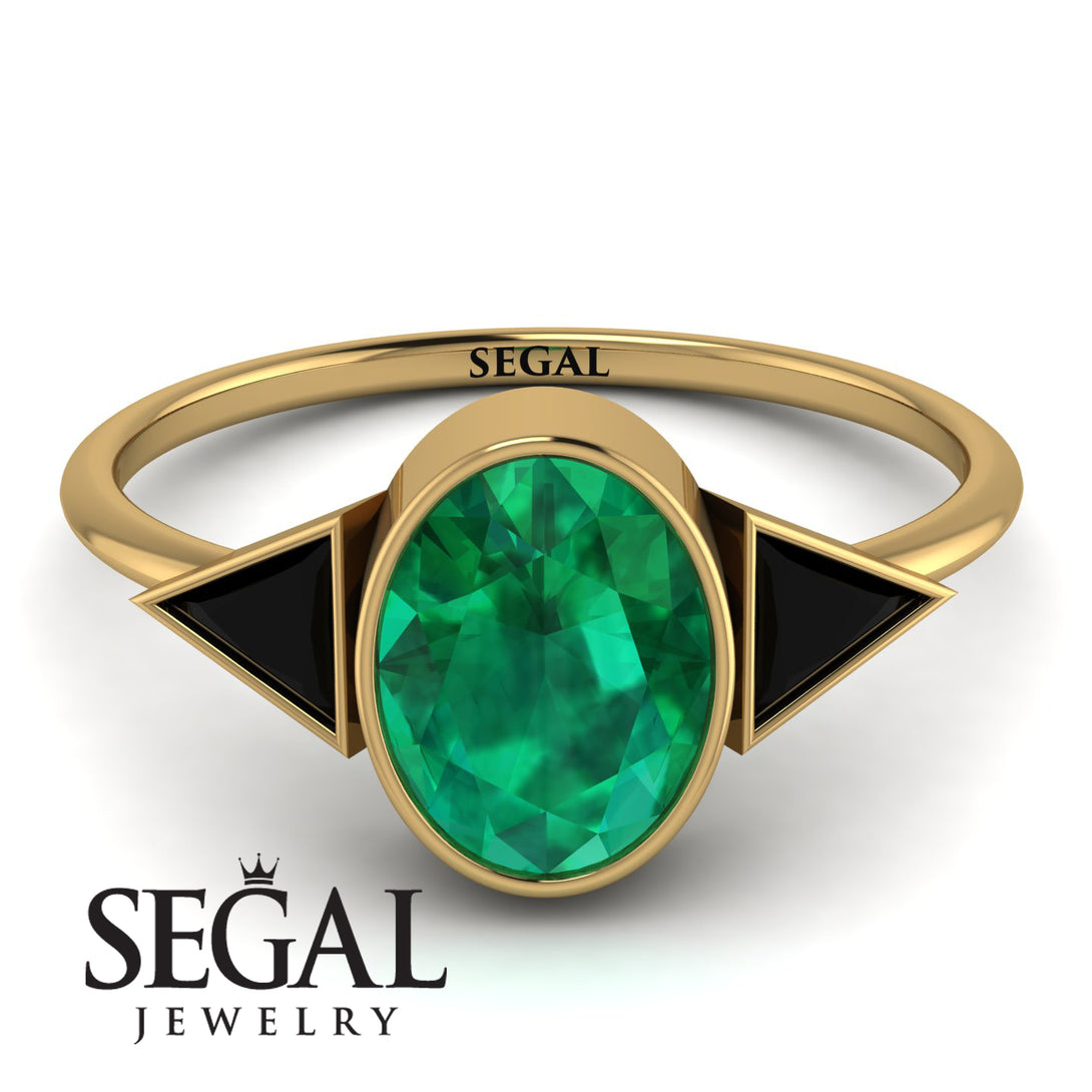 Geometrical Bezel Emerald Ring - Trinity No. 22