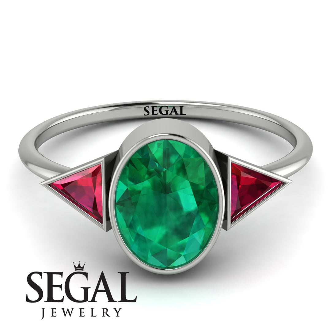 Geometrical Bezel Emerald Ring - Trinity No. 27
