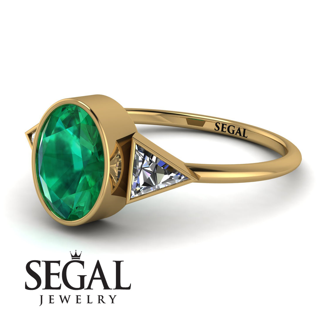 Geometrical Bezel Emerald Ring - Trinity No. 16