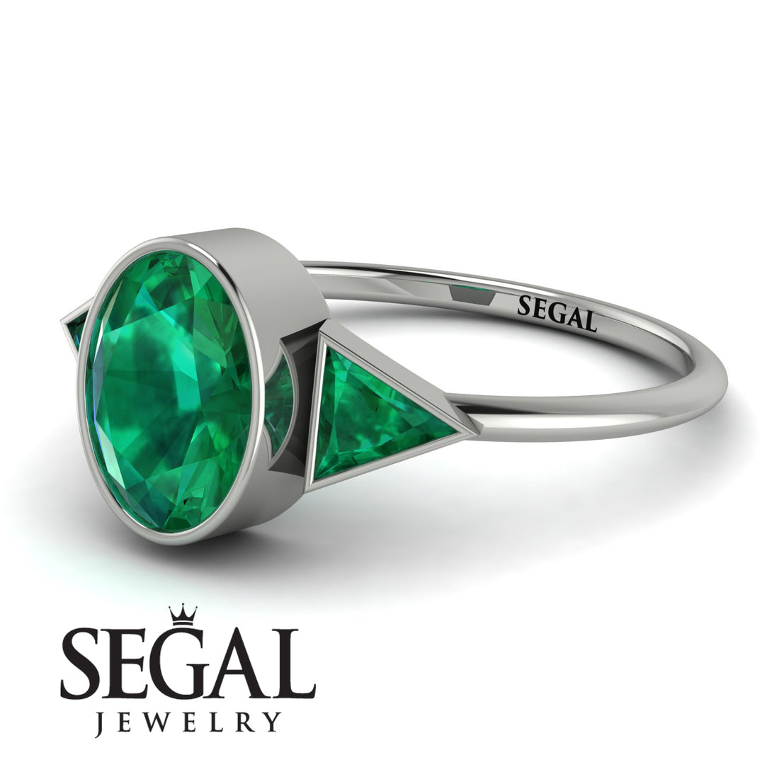 Geometrical Bezel Emerald Ring - Trinity No. 21