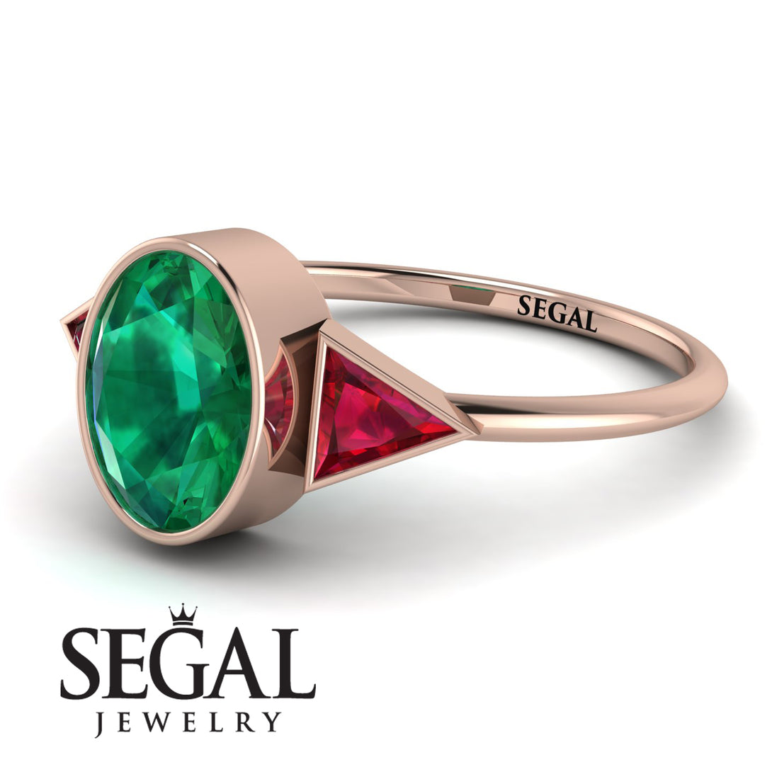 Geometrical Bezel Emerald Ring - Trinity No. 26