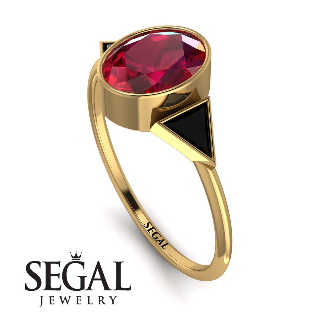 Geometrical Bezel Ruby Ring - Trinity No. 52