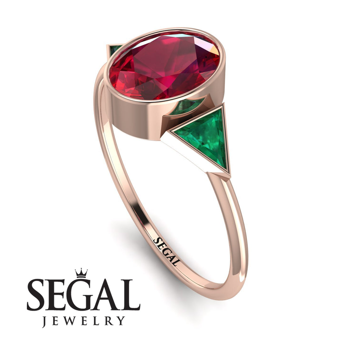 Alifya Custom Geometrical Bezel Ruby Ring - Trinity No. 500