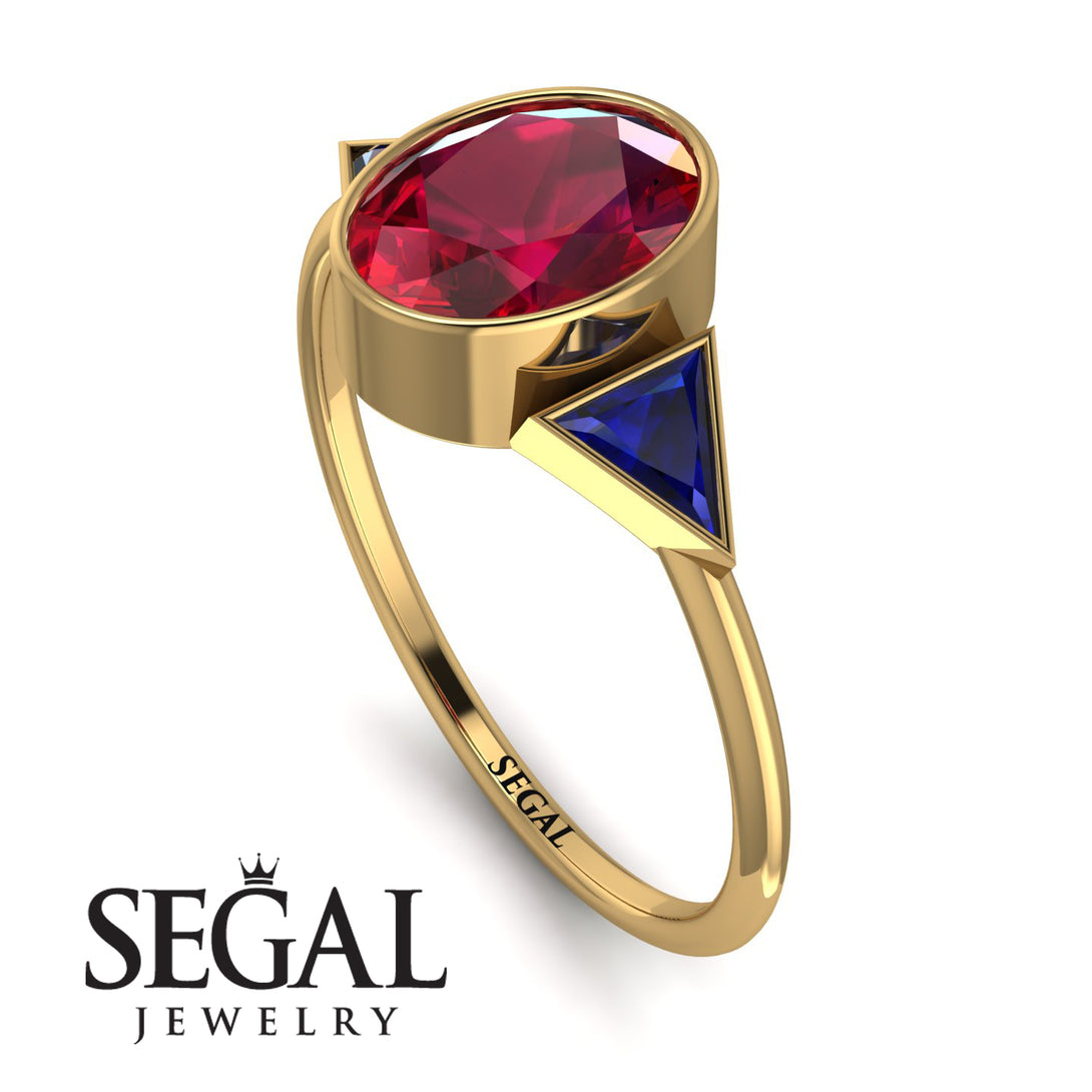 Geometrical Bezel Ruby Ring - Trinity No. 58