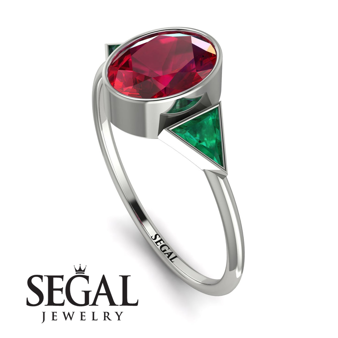 Geometrical Bezel Ruby Ring - Trinity No. 51