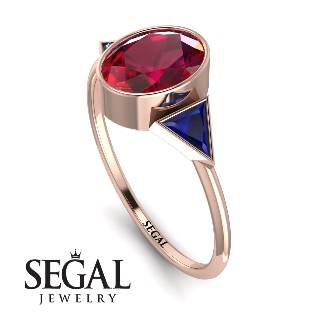 Geometrical Bezel Ruby Ring - Trinity No. 59