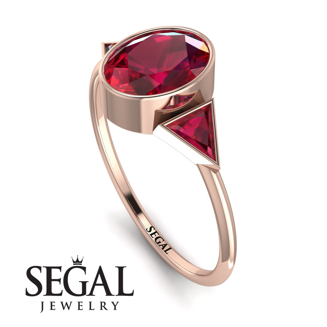 Geometrical Bezel Ruby Ring - Trinity No. 56