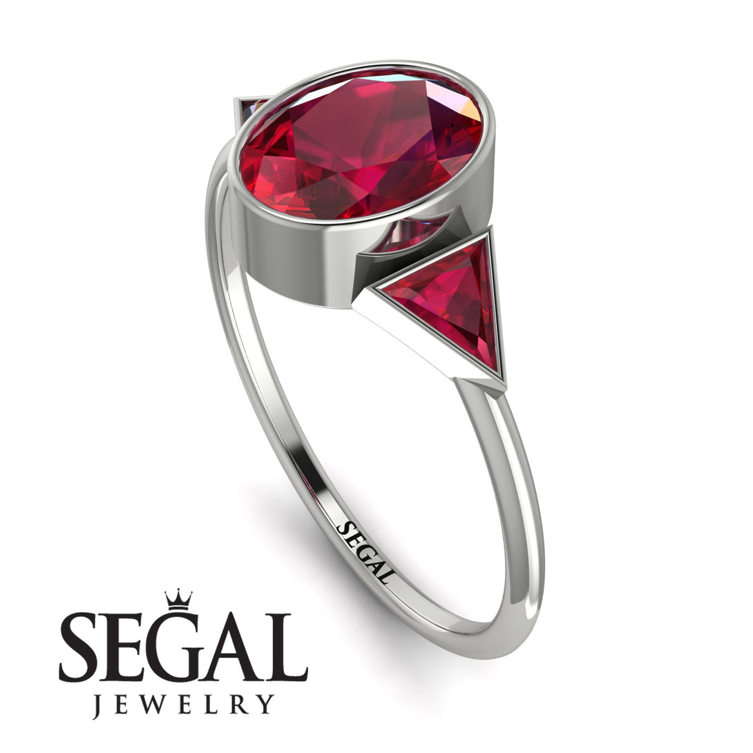 Geometrical Bezel Ruby Ring - Trinity No. 57
