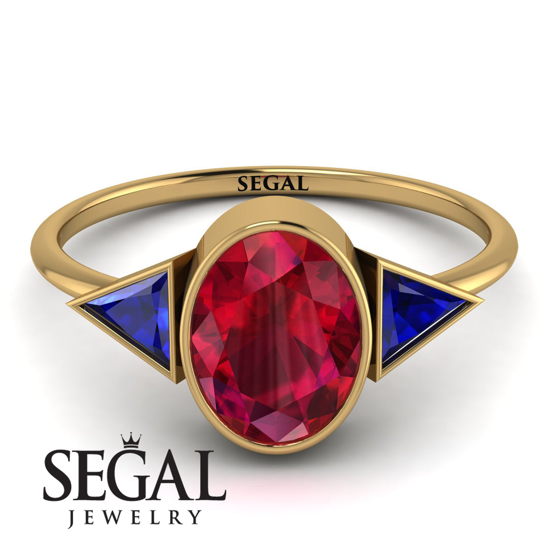 Geometrical Bezel Ruby Ring - Trinity No. 58