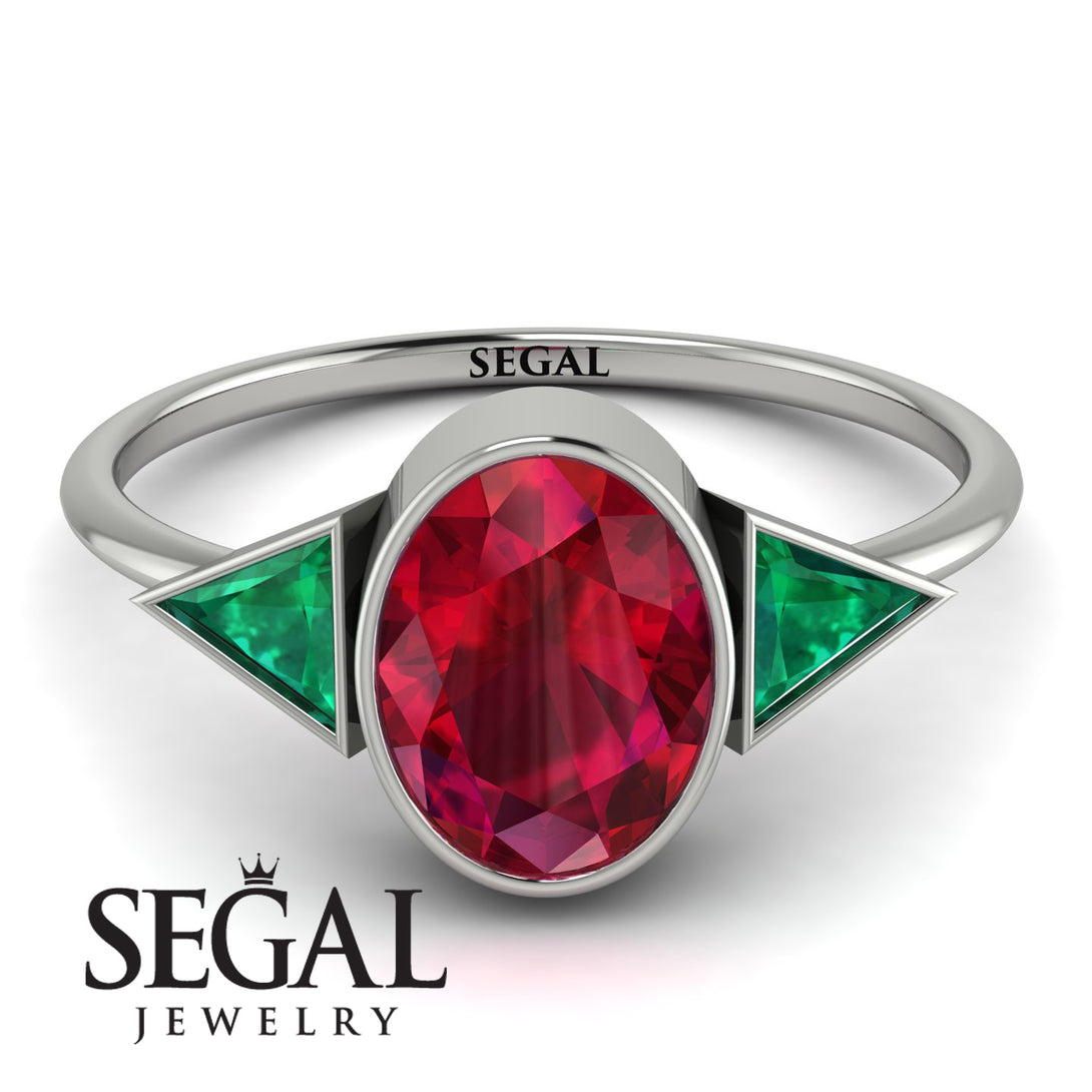 Geometrical Bezel Ruby Ring - Trinity No. 51