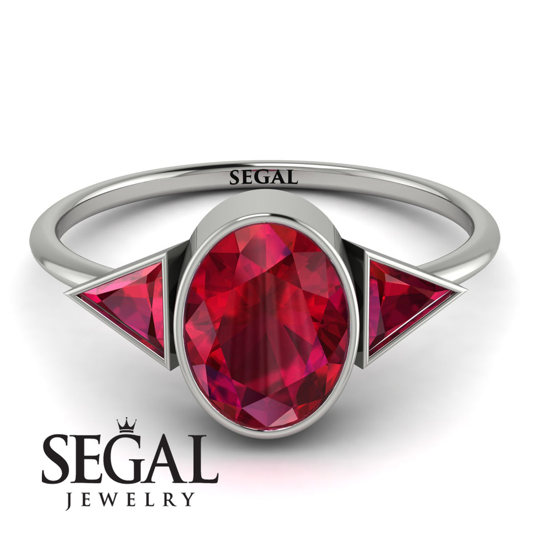 Geometrical Bezel Ruby Ring - Trinity No. 57