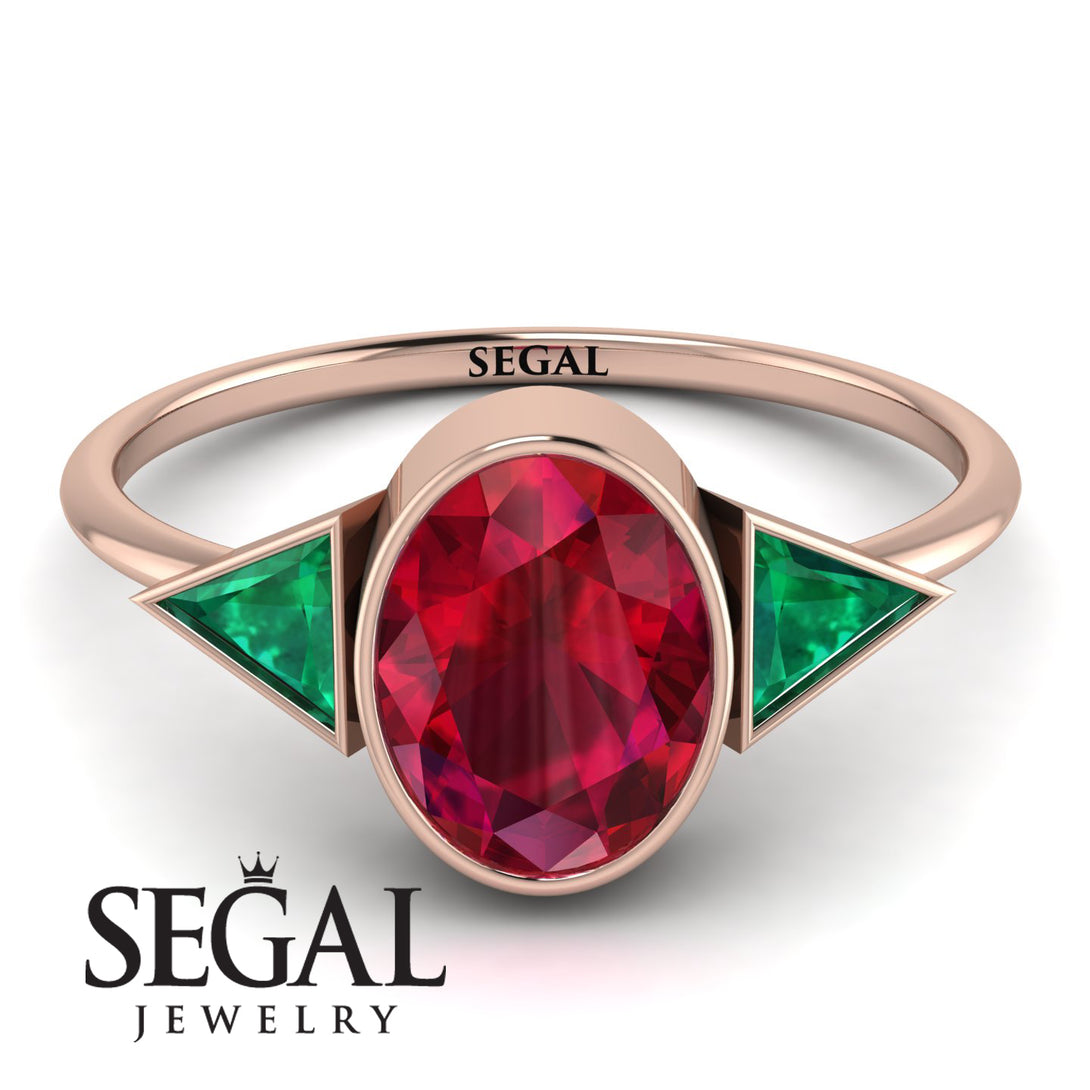 Geometrical Bezel Ruby Ring - Trinity No. 50