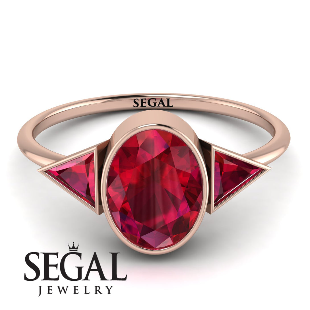 Geometrical Bezel Ruby Ring - Trinity No. 56