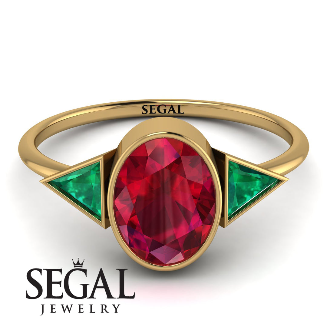 Geometrical Bezel Ruby Ring - Trinity No. 49