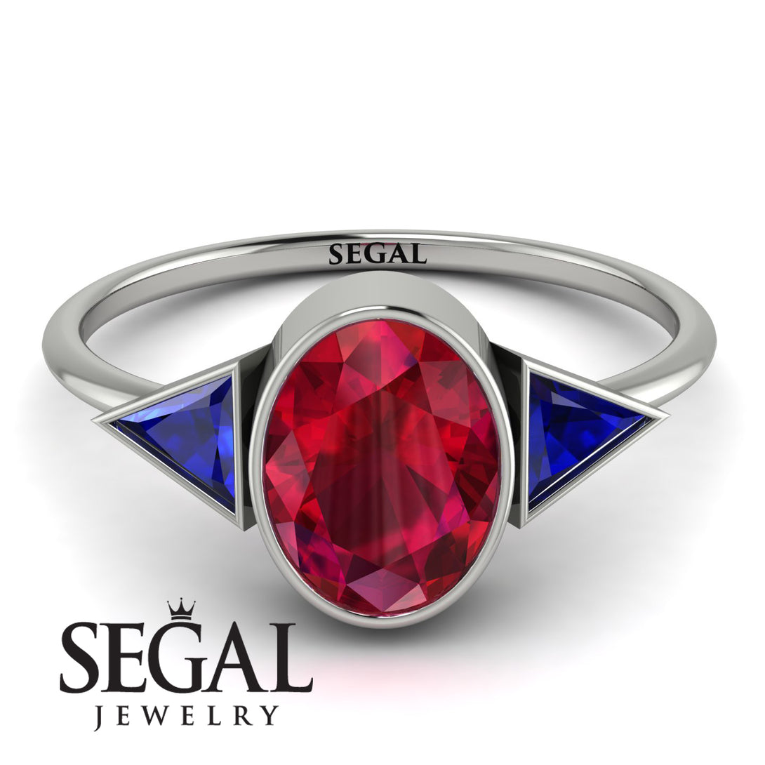Geometrical Bezel Ruby Ring - Trinity No. 60