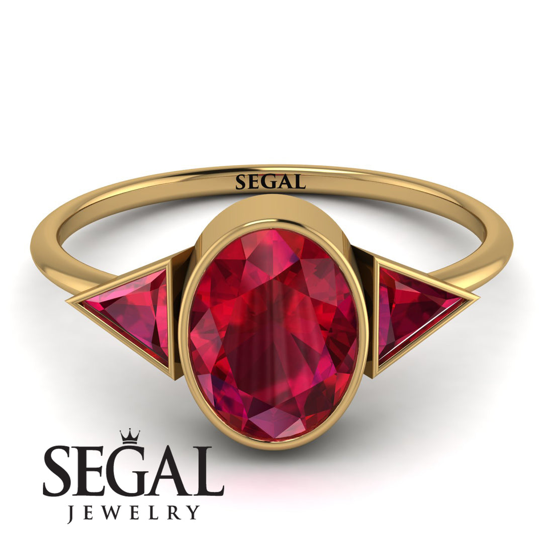 Geometrical Bezel Ruby Ring - Trinity No. 55