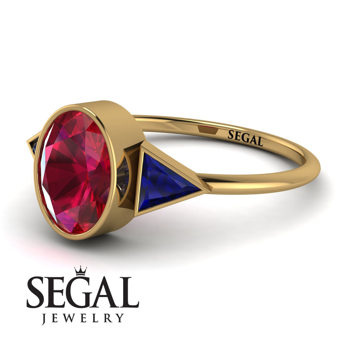 Geometrical Bezel Ruby Ring - Trinity No. 58