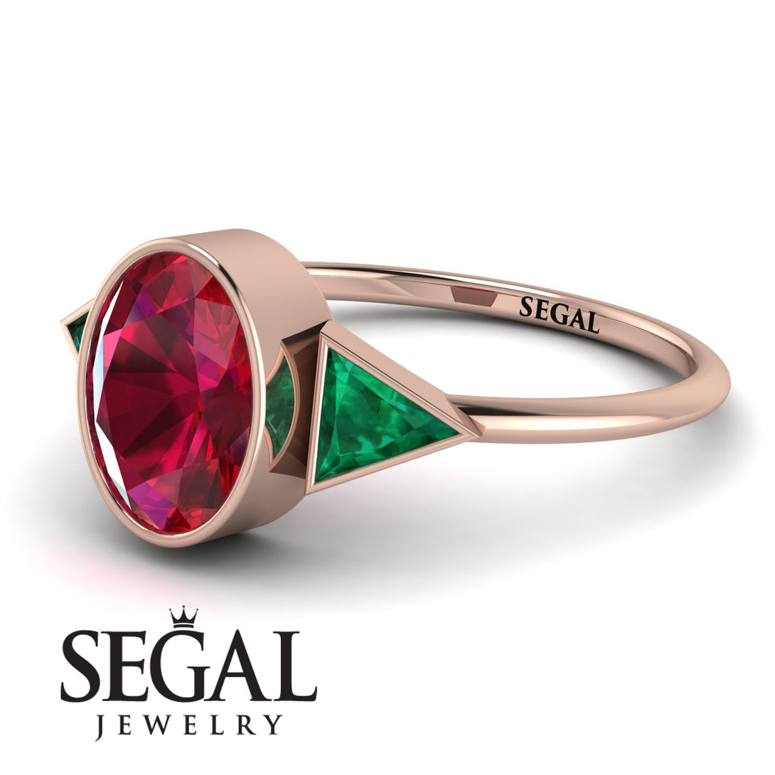 Geometrical Bezel Ruby Ring - Trinity No. 50