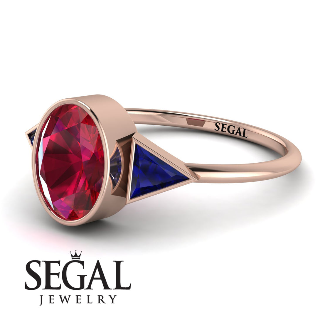 Geometrical Bezel Ruby Ring - Trinity No. 59