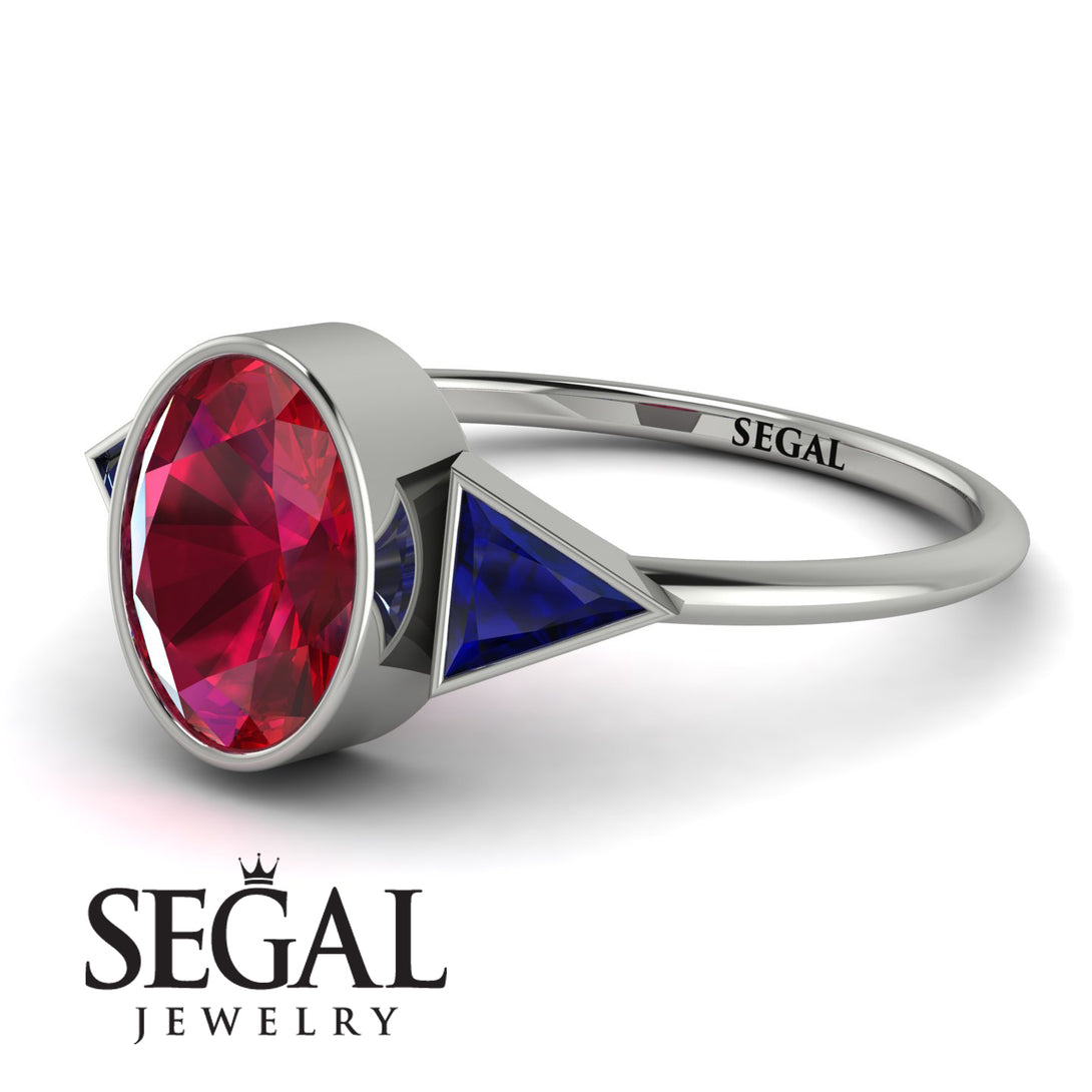 Geometrical Bezel Ruby Ring - Trinity No. 60
