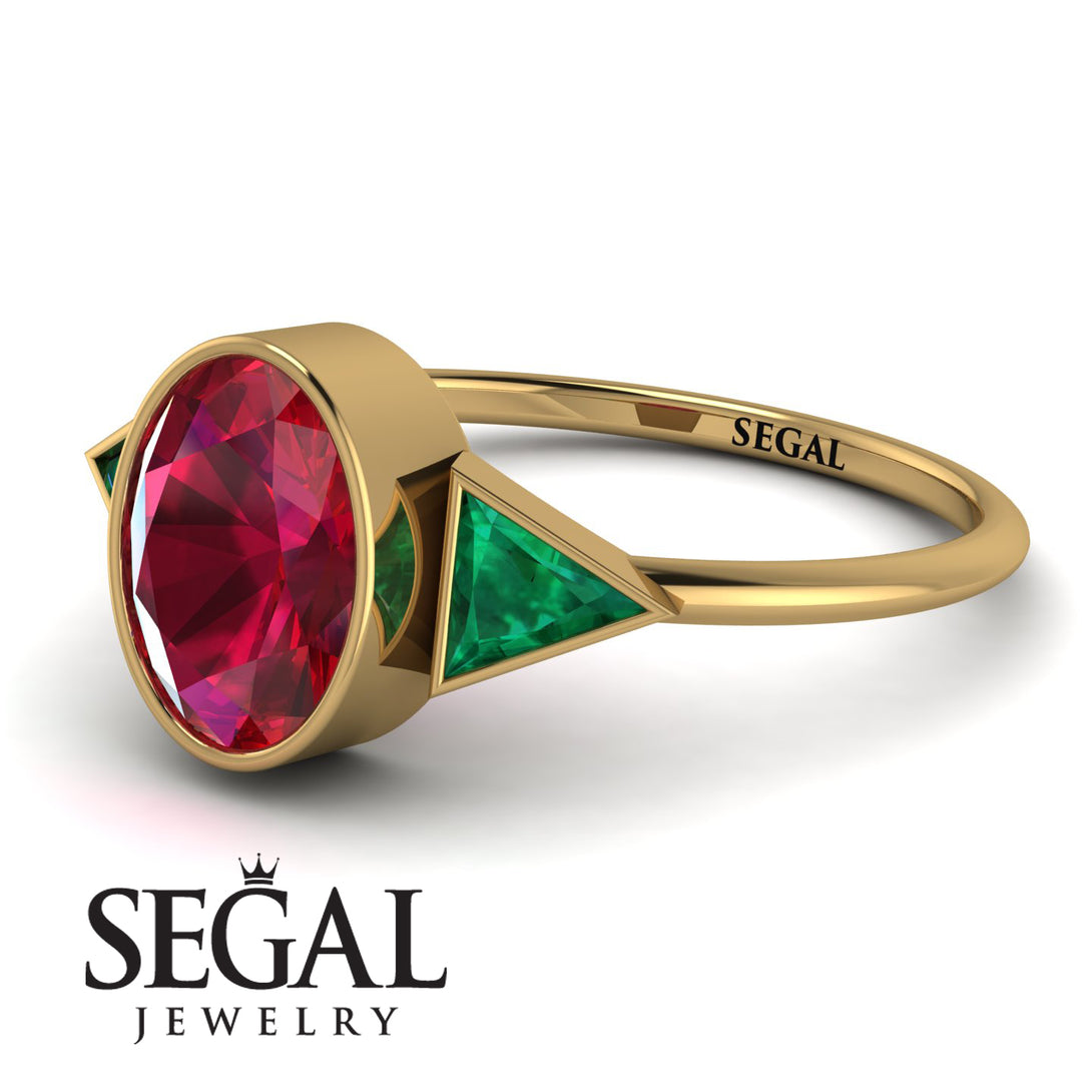Geometrical Bezel Ruby Ring - Trinity No. 49