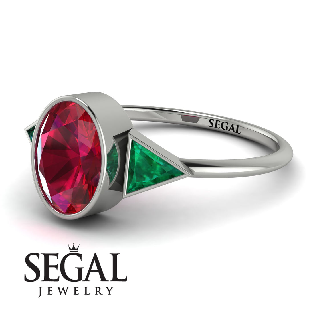 Geometrical Bezel Ruby Ring - Trinity No. 51